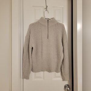 Eclipse Cream Half-Zip Chunky Knit Turtleneck Sweater Size XS